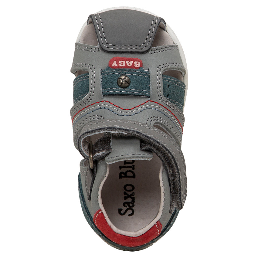 Sandalias de cuero con tiras que contrasan y velcro 