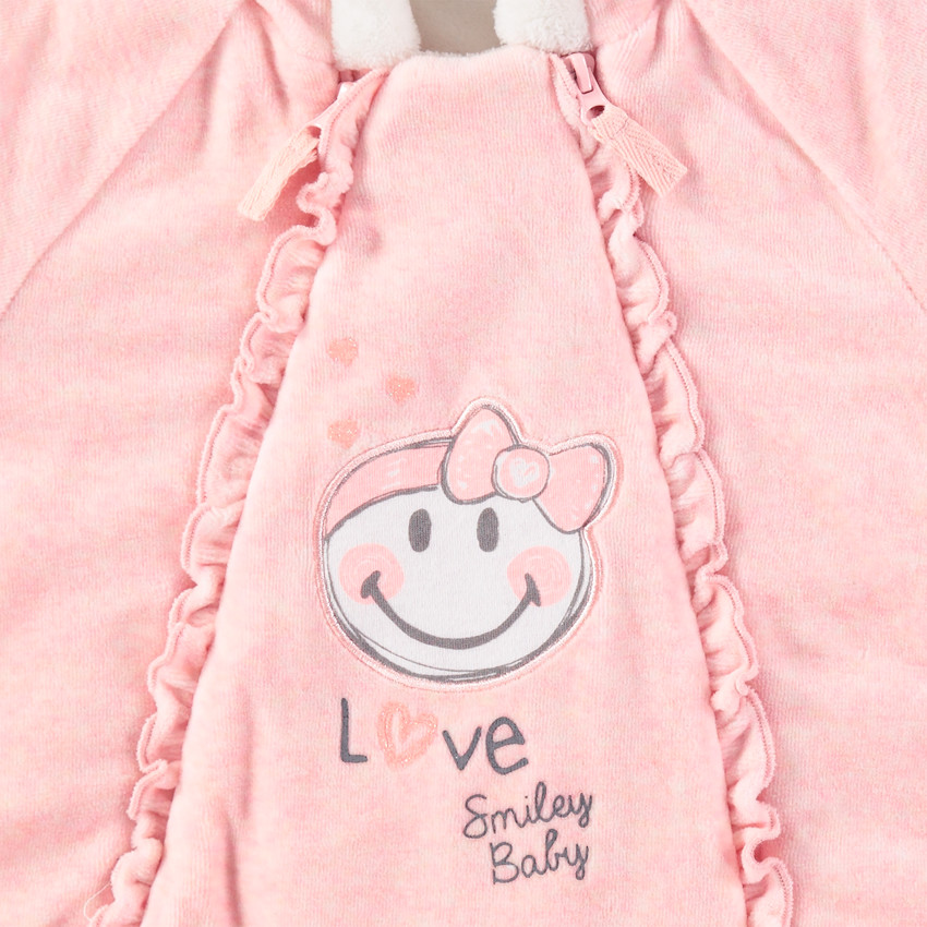 Mono de terciopelo con estampado de Smiley y volantes 
