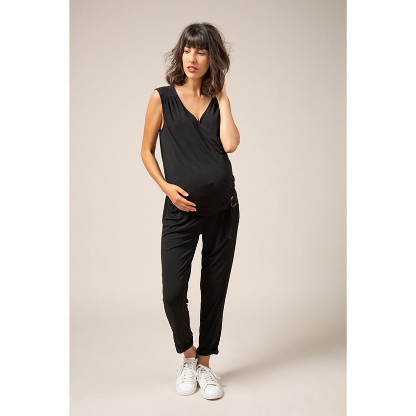 Mono largo de premamá con cinturón ajustable 