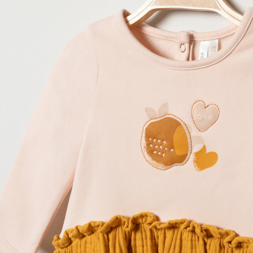 Vestido manga larga efecto 2 en 1 