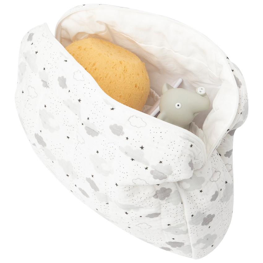 Neceser de algodón con estampado de nubes 