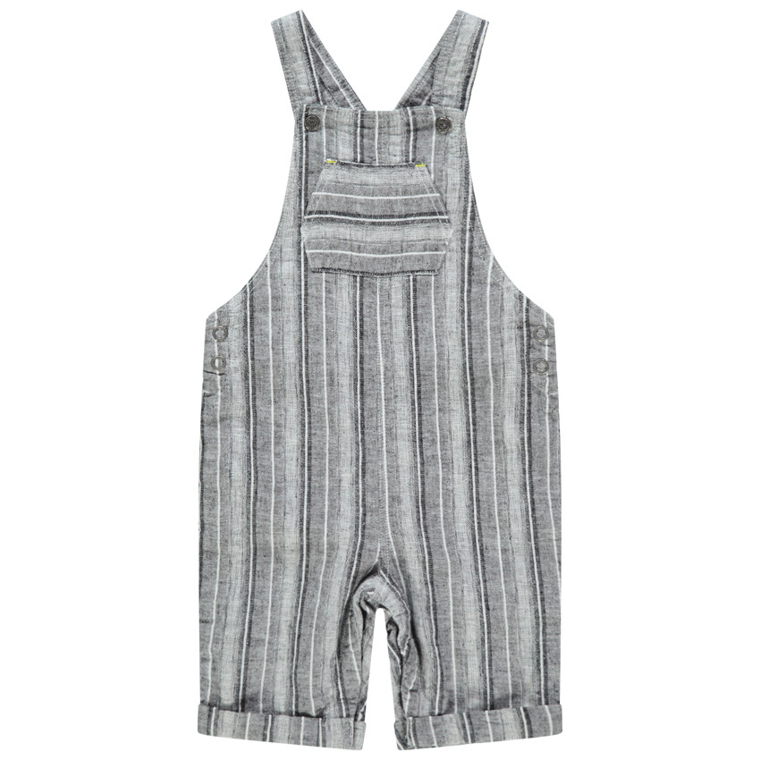Salopette courte en coton et lin à rayures  Additional Salopette courte en coton et lin à rayures