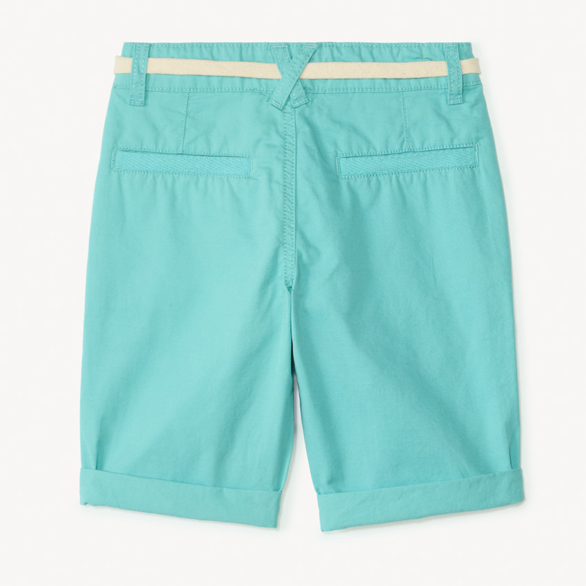 Bermudas lisos de tela con cinturón de cordón para niño 
