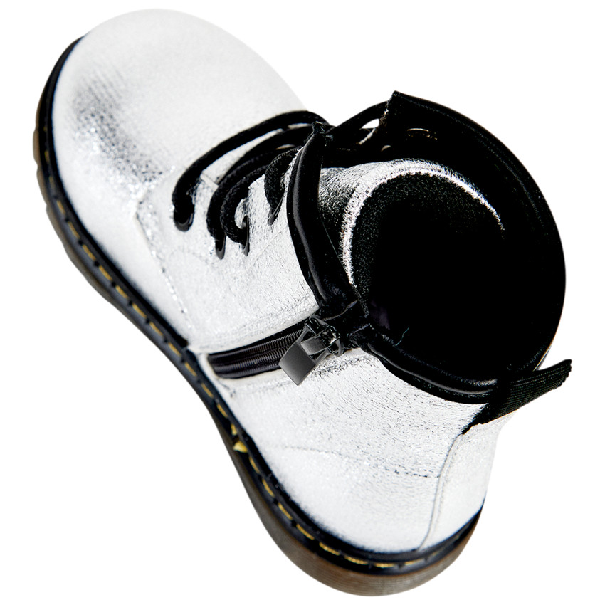 Botines plateados con cremallera y cordones para bebé niña  Additional Botines plateados con cremallera y cordones para bebé niña
