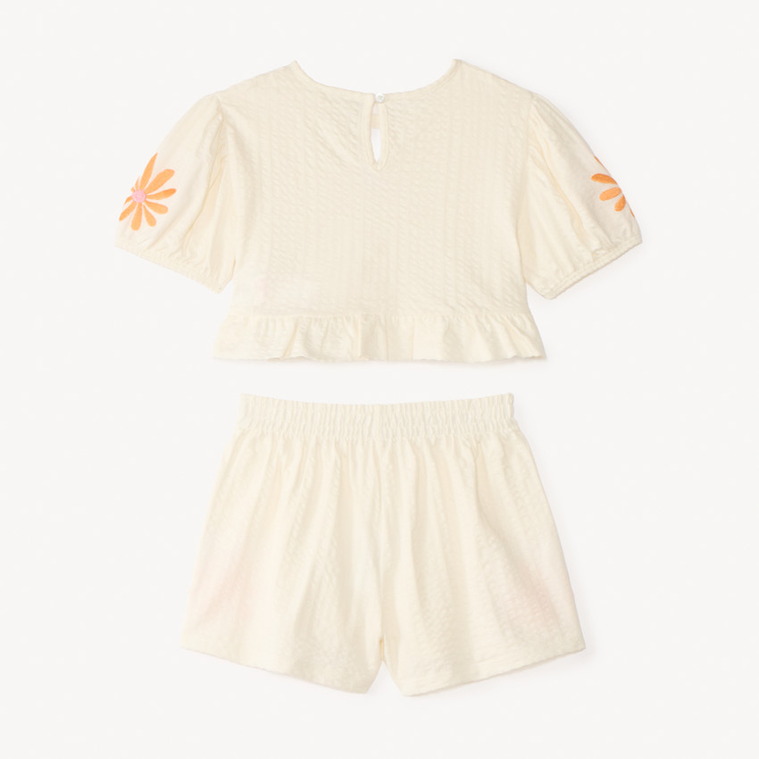 Conjunto corto de 2 piezas de tejido seersucker para niña. 