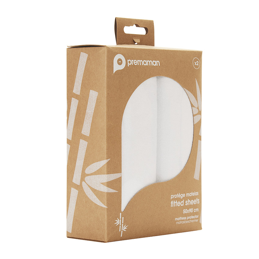 Lote de 2 protectores de colchón 60 x 120 cm 
