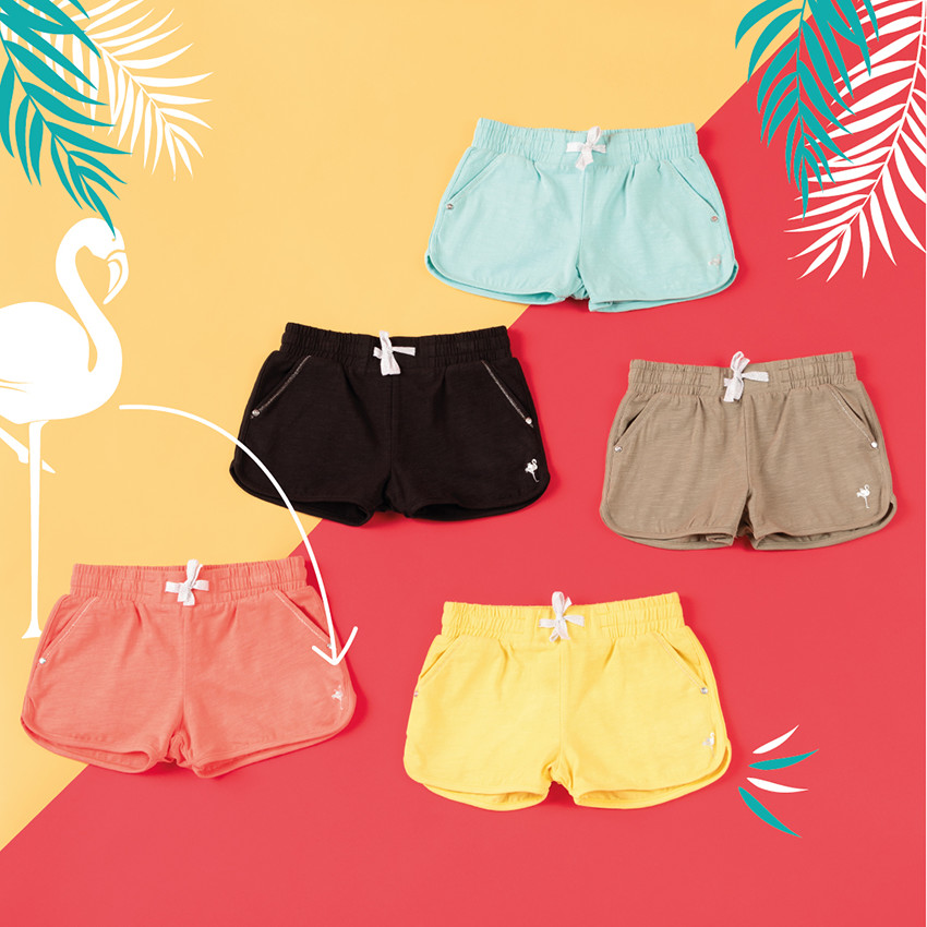 pantalon corto en jersey liso con estampado plateado 