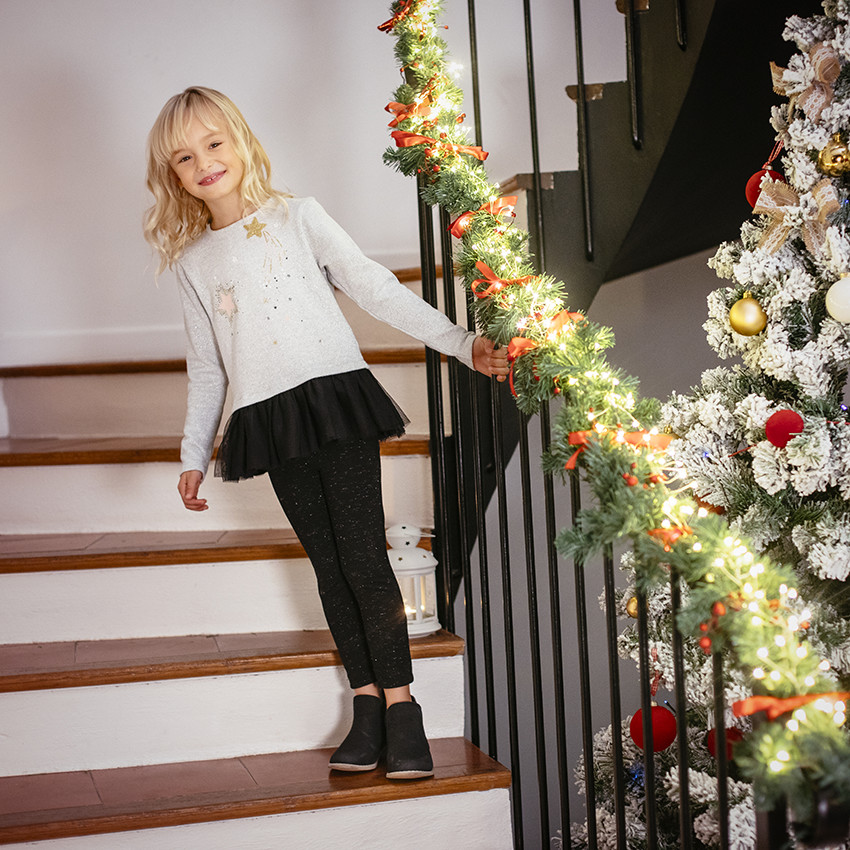 Legging de punto jaspeado con hilo brillante con cremalleras  Additional Legging de punto jaspeado con hilo brillante con cremalleras