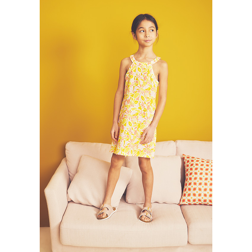Vestido de tirantes con estampado floral retro niña 