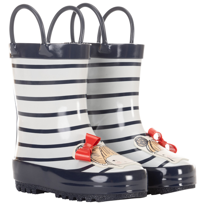 Botas de agua de caucho con rayas para niña 