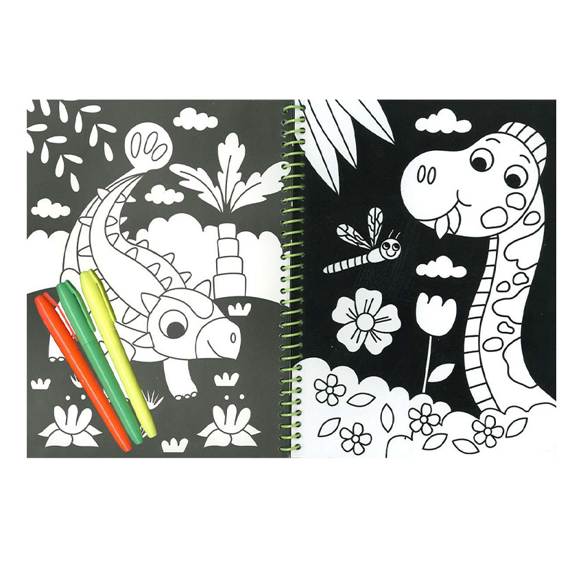 Libro para colorear Color y terciopelo Dinosaurios  +4 años 