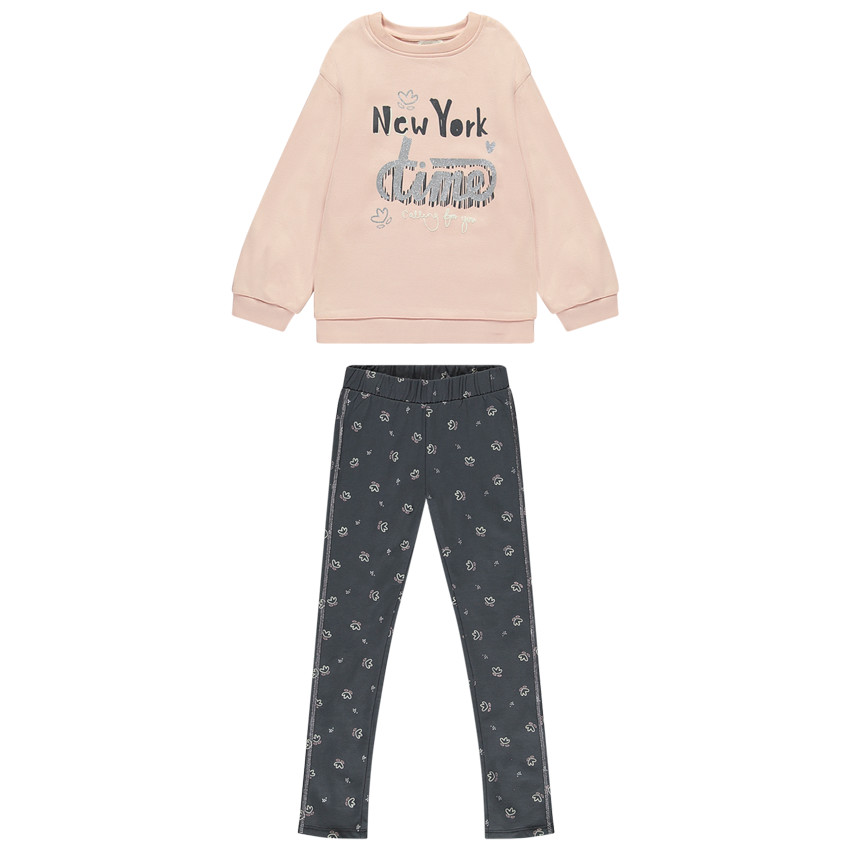 Conjunto de chándal de felpa con estampado de flores niña 