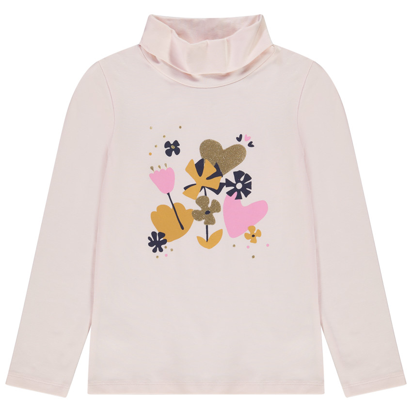 Suéter de niña con cuello alto y estampado divertido en jersey. 