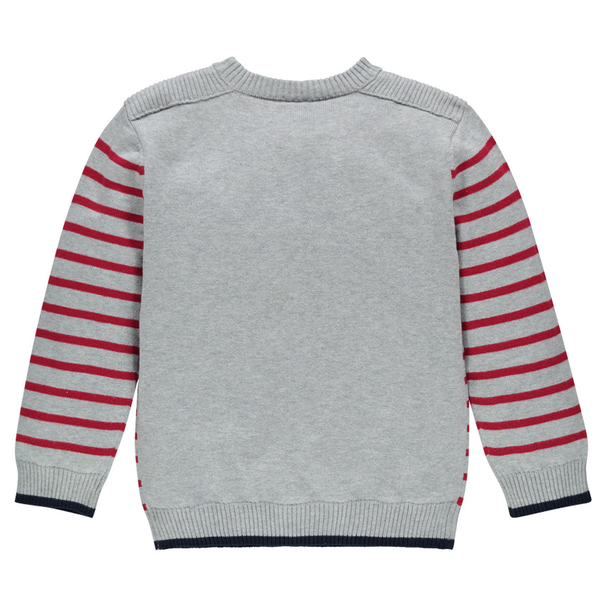 Pull en tricot rayé avec print forme écusson en feutrine 