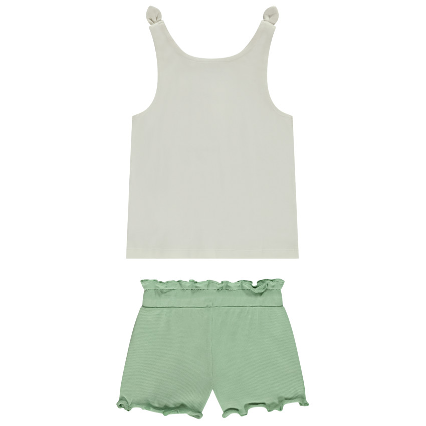 Conjunto de 2 piezas con camiseta sin mangas de fantasía con lentejuelas + bordado para niña 