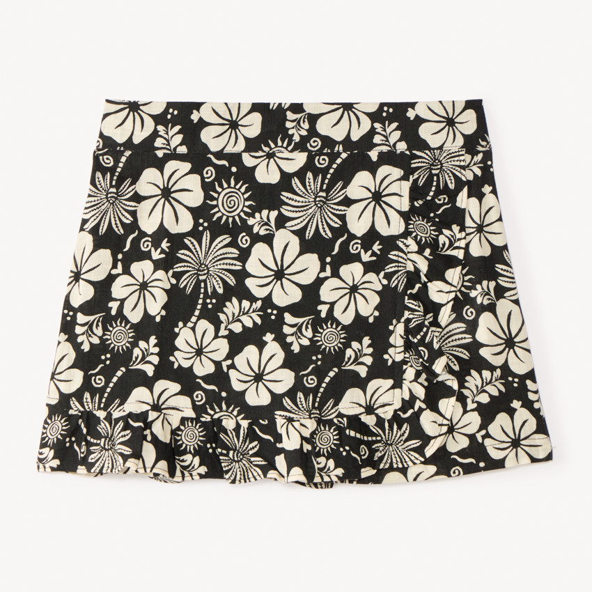 Falda-short de corte envolvente con estampado floral para niña 