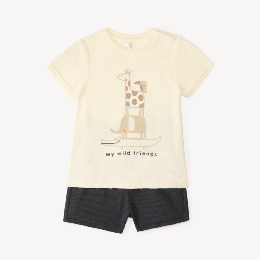 Conjunto corto de camiseta + pantalón corto de punto para bebé niño 