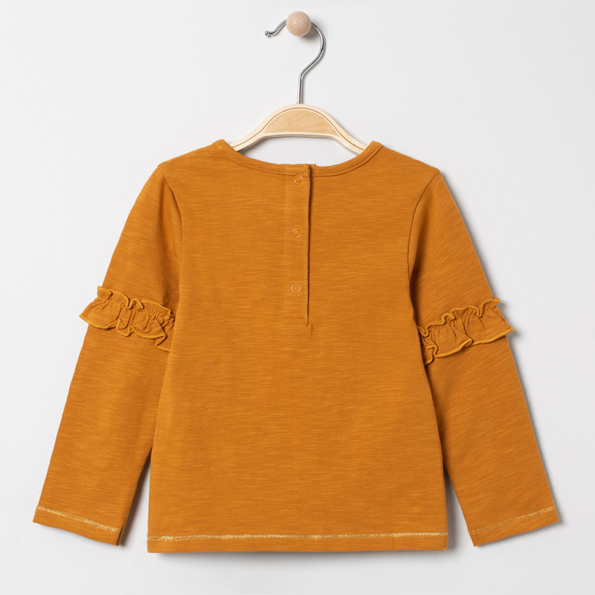 T-shirt manches longues à volants et détails printés 