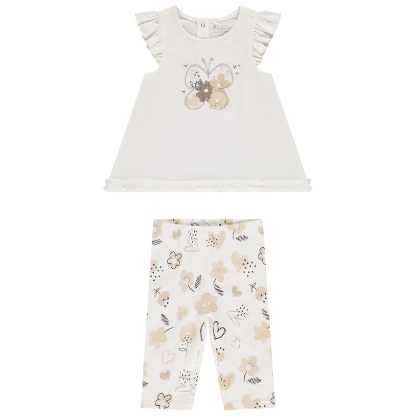 Conjunto de ceremonia con túnica y pantalón impreso para bebé niña 