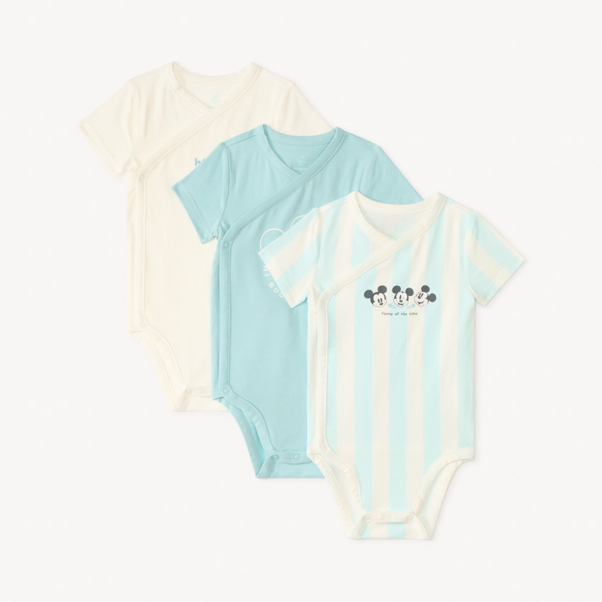 Lote de 3 bodies de manga corta Mickey Disney para bebé niño (aperturas diferentes según la edad) 