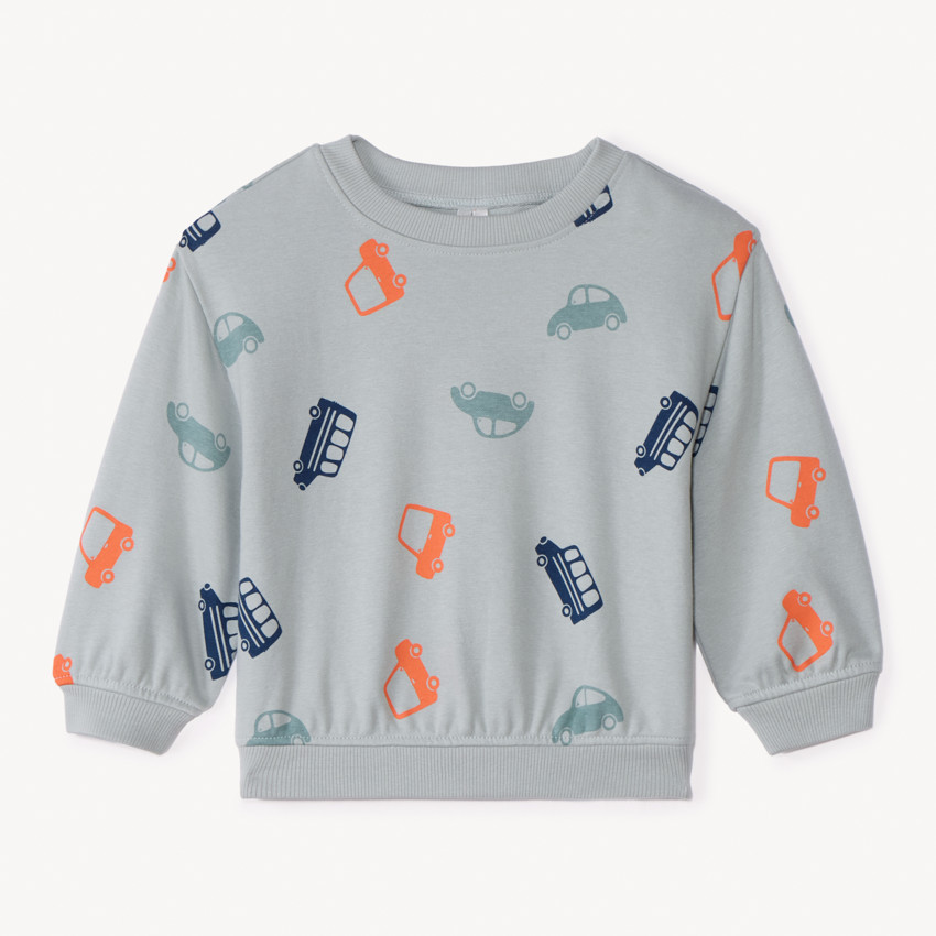 Sudadera de felpa oversize con estampado de vehículos para bebé niño 