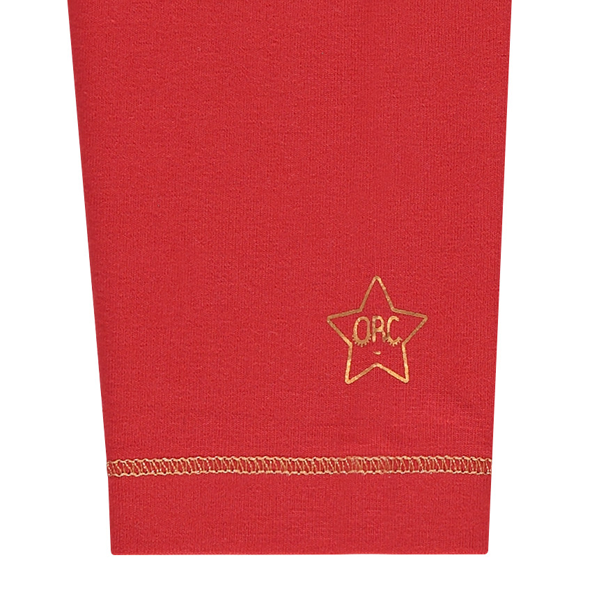 Juego de 2 leggings de punto liso con estampado dorado 