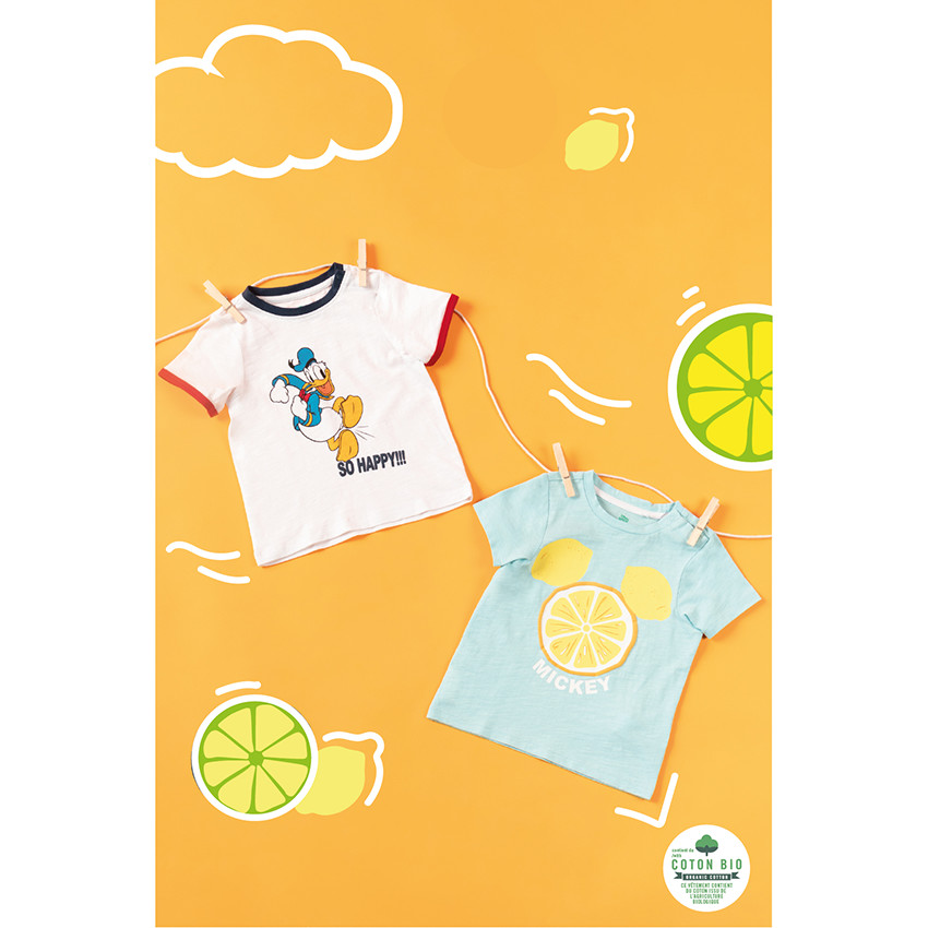 Camiseta de manga corta de algodón ecológico con estampado de Mickey y limones Disney 