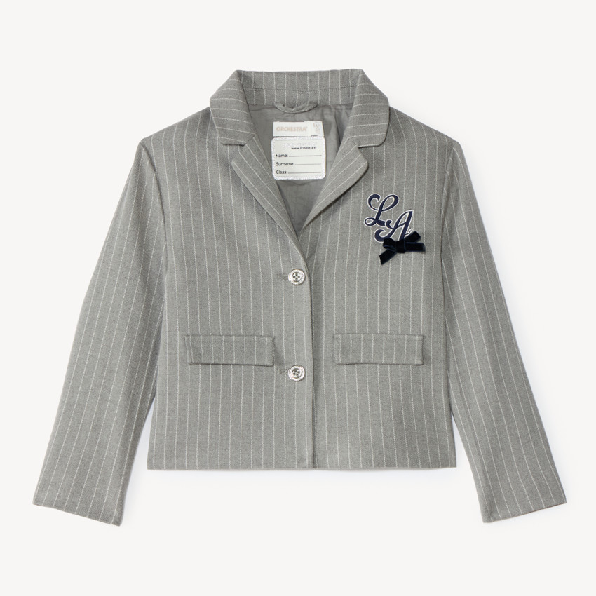 Blazer corto para niña estilo uniforme de franela 