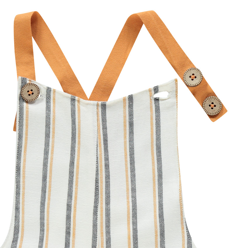 Salopette longue en toile à rayures verticales  Additional Salopette longue en toile à rayures verticales