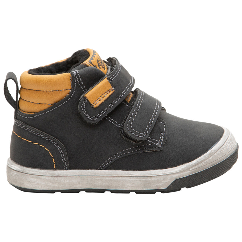 Botines efecto cuero con cierre de velcro y cuello contrastante 