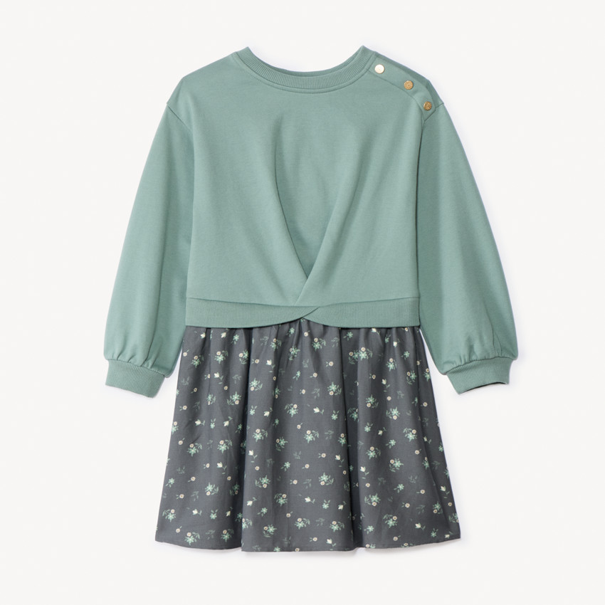 Vestido bicolor efecto 2 en 1 fantasía para niña 