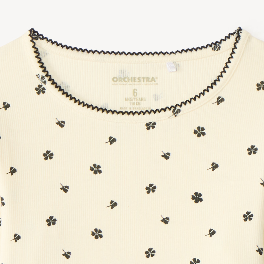 Camiseta de manga larga con estampado de flores para niña 