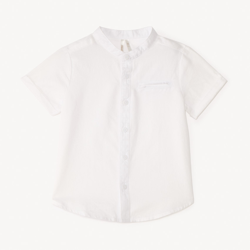 Camisa de manga corta unida con cuello mao para bebé niño 