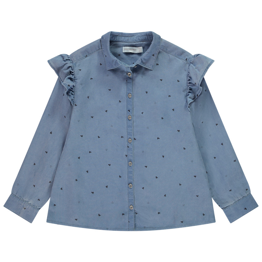 Camisa de manga larga con estampado de corazones para niña 