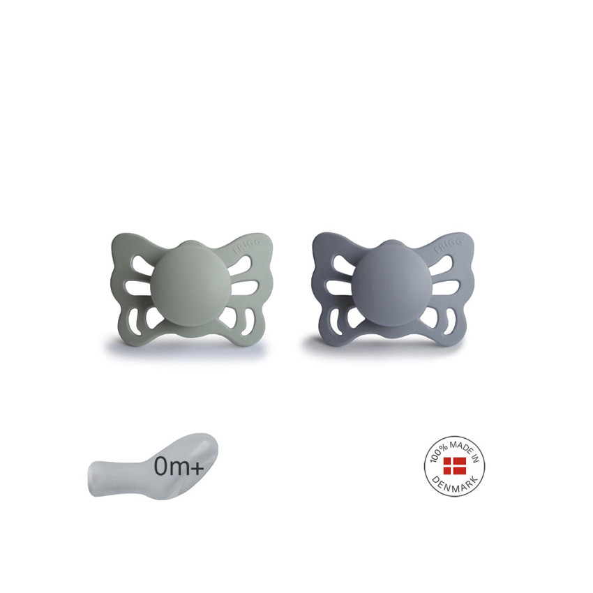 PACK 2 CHUPETES ANAT. SILICONA BUTTERFLY SAGE/GRATE G. 0+ 