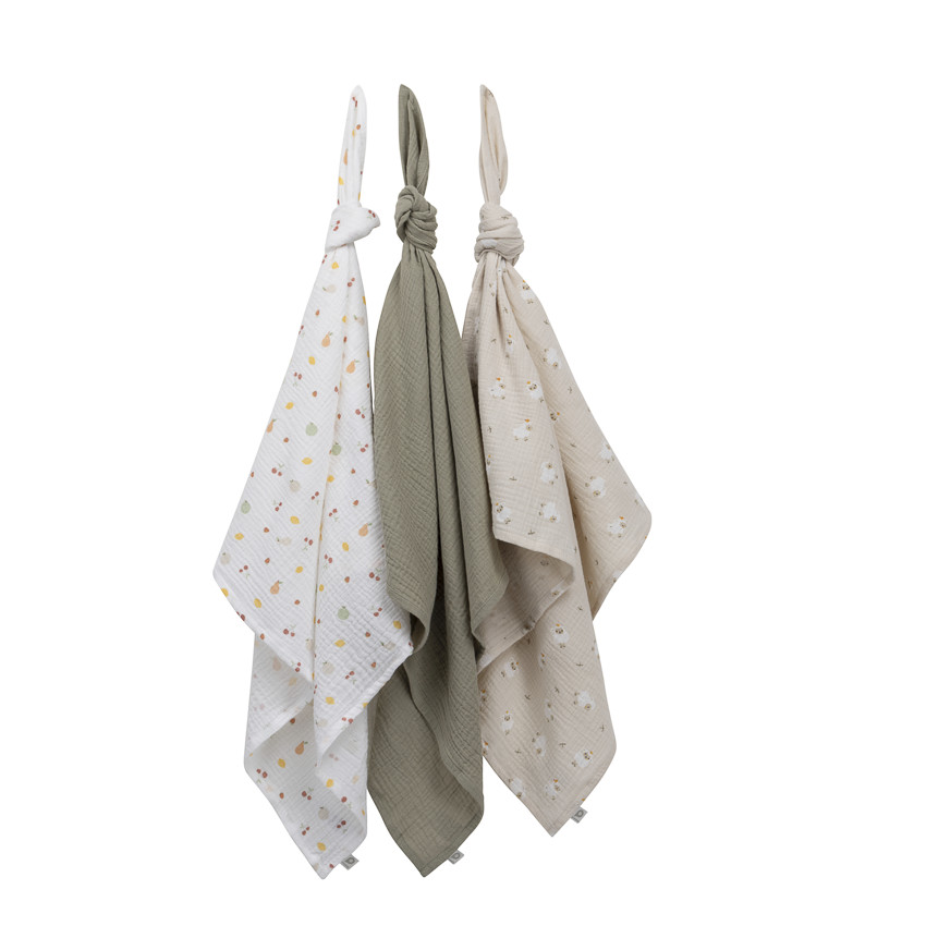 Pack de 3 muselinas de gasa 70 x 70 cm La Vie à la Ferme 