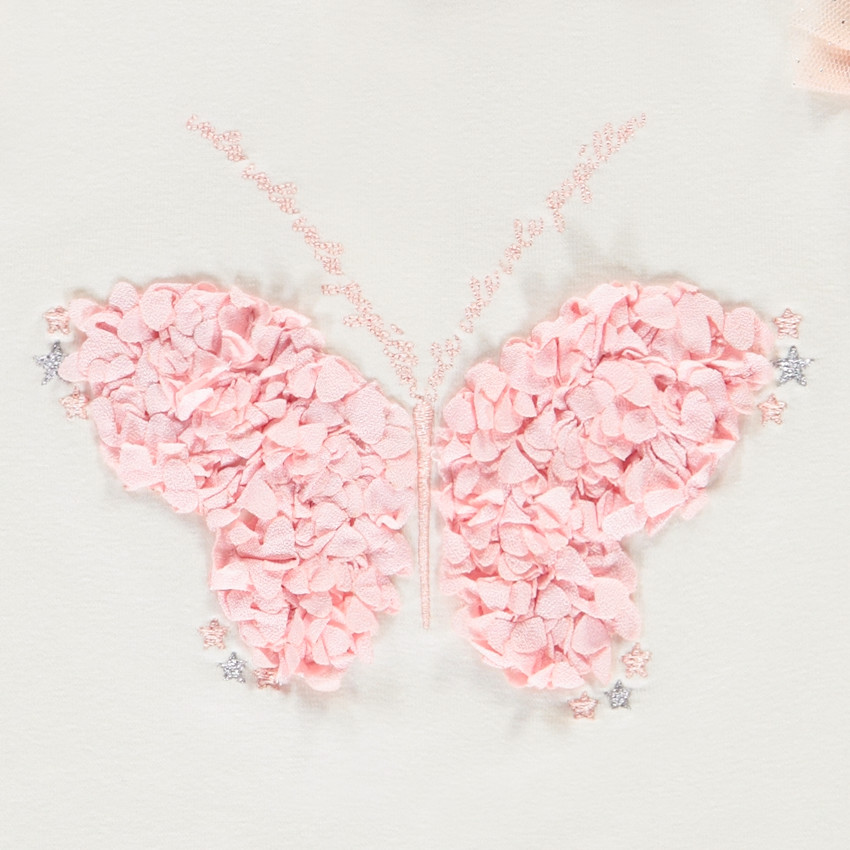 Camiseta de manga corta con parche de pétalos 3D para niña 