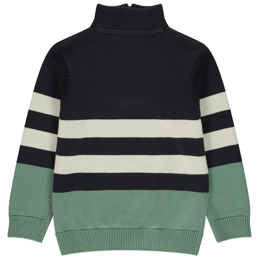 Jersey de rayas con cuello camionero de punto para niño 