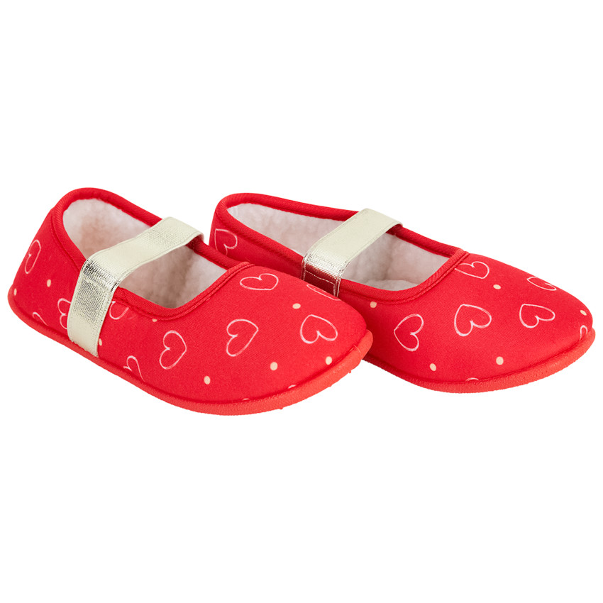 Pantuflas merceditas estampadas con corazones para niña 