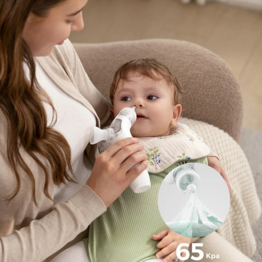Aspirador nasal eléctrico 2 en 1 - Blanco y verde 