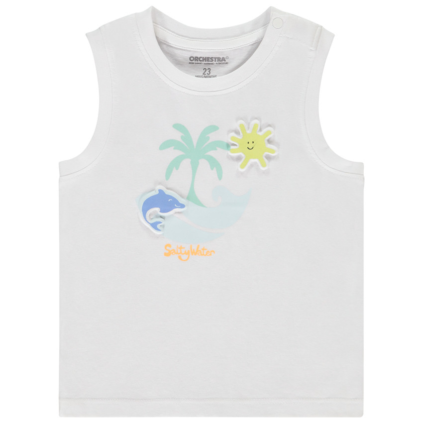 Camiseta sin mangas lisa con print 3D para bebé niño 