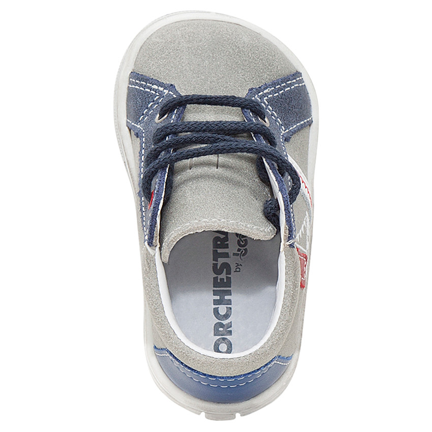 Botines de ante con cordones y barco estampado 