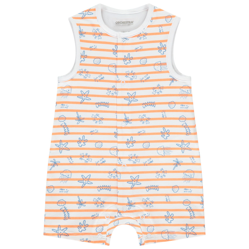 Pelele corto de rayas y estampado fantasía para bebé niño 