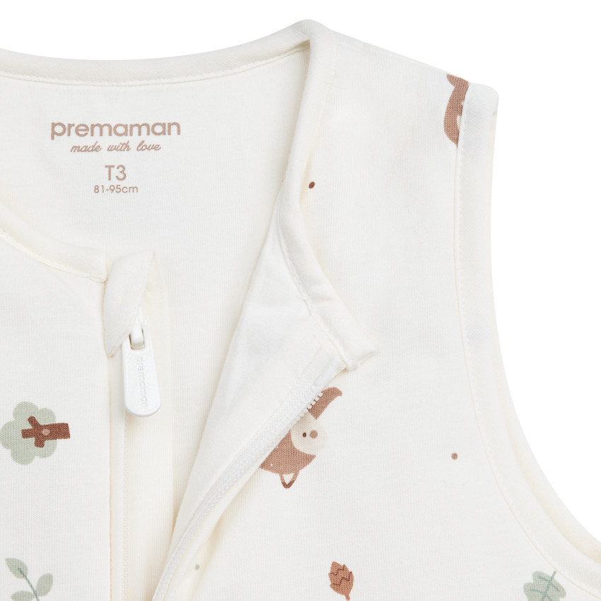 Pelele sin mangas TOG 3 de punto jersey con estampado de animales 18-36M colección "Roi des Forêts" écru 