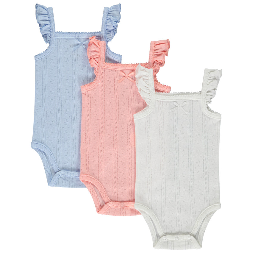 Lot de 3 bodies sans manches en maille pointel pour bebe fille Orchestra
