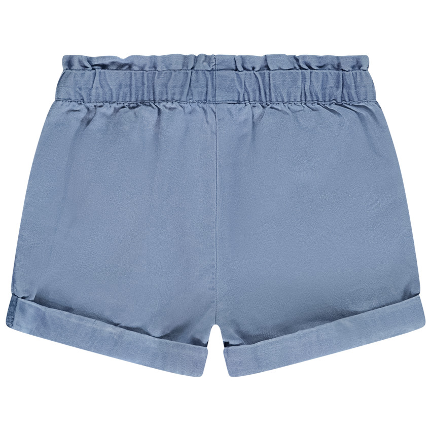 Short con lazo fantasía y flor bordada para bebé niña 