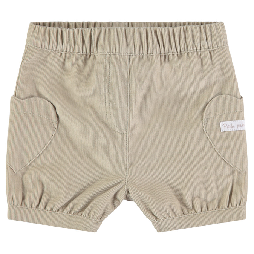 Pantalón corto de pana con bolsillos en forma de corazón 