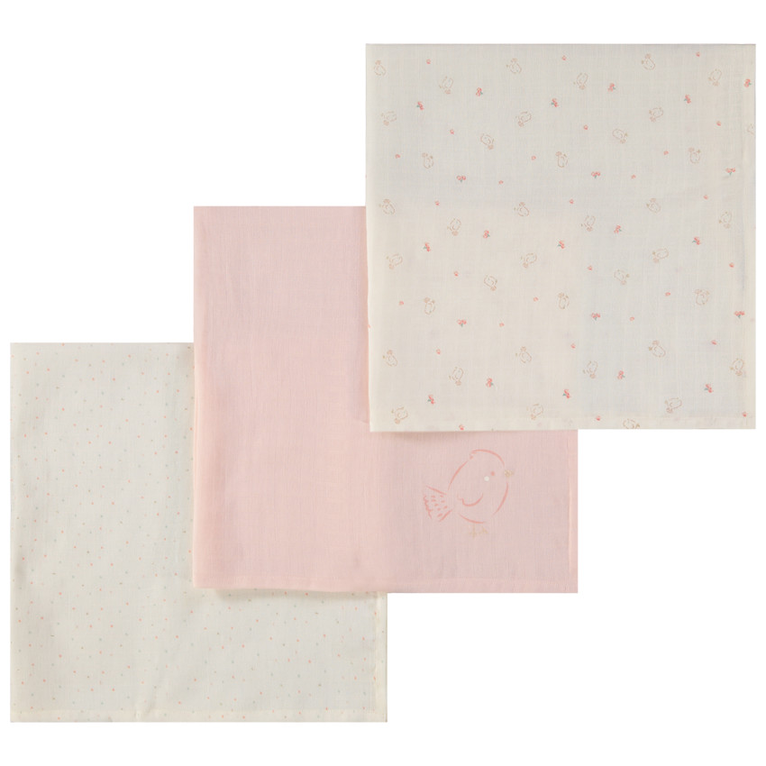 Lote de 3 langes de tetra con estampados para bebé niña 