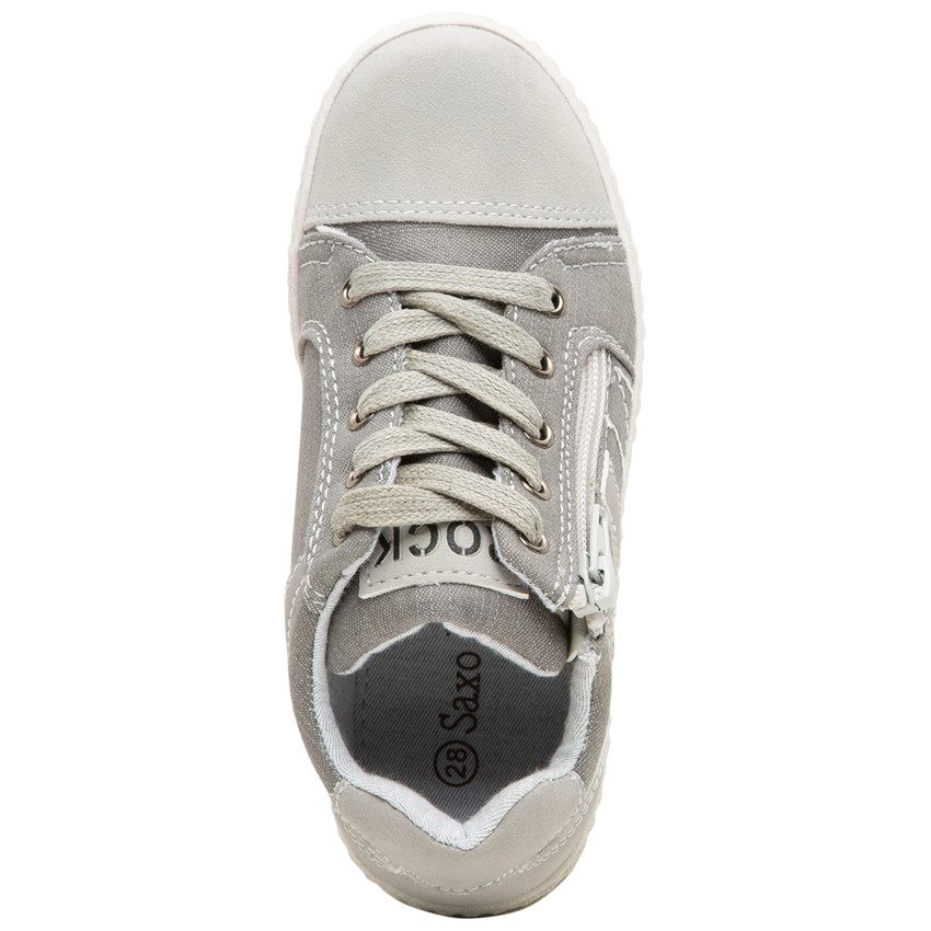 Zapatillas bajas de lona con cordones y cremallera lateral 