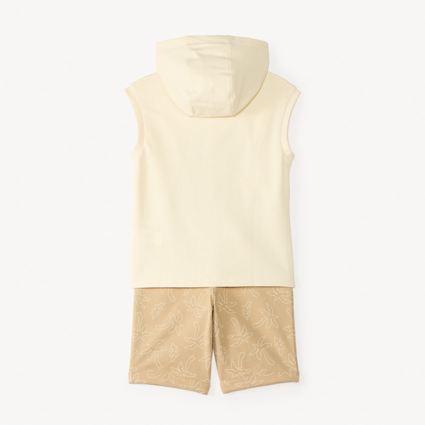 Conjunto corto de sudadera + bermuda con estampado divertido para niño 